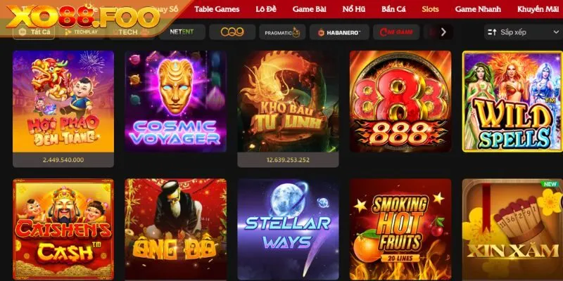 Các sảnh chơi Slot game tại nhà cái XO88 